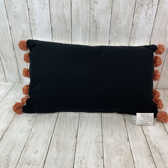 Trick It Treat Halloween Rectangular Throw Pillow  Decorative Pom Poms - NWT - Picture 7 of 10